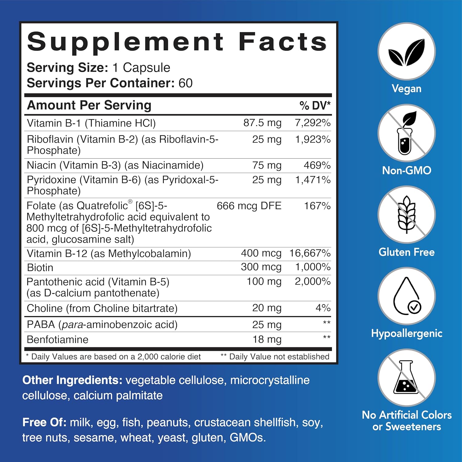 B-Complex con Vitaminas B Activas y Quatrefolic® – 60 Cápsulas Vegetales