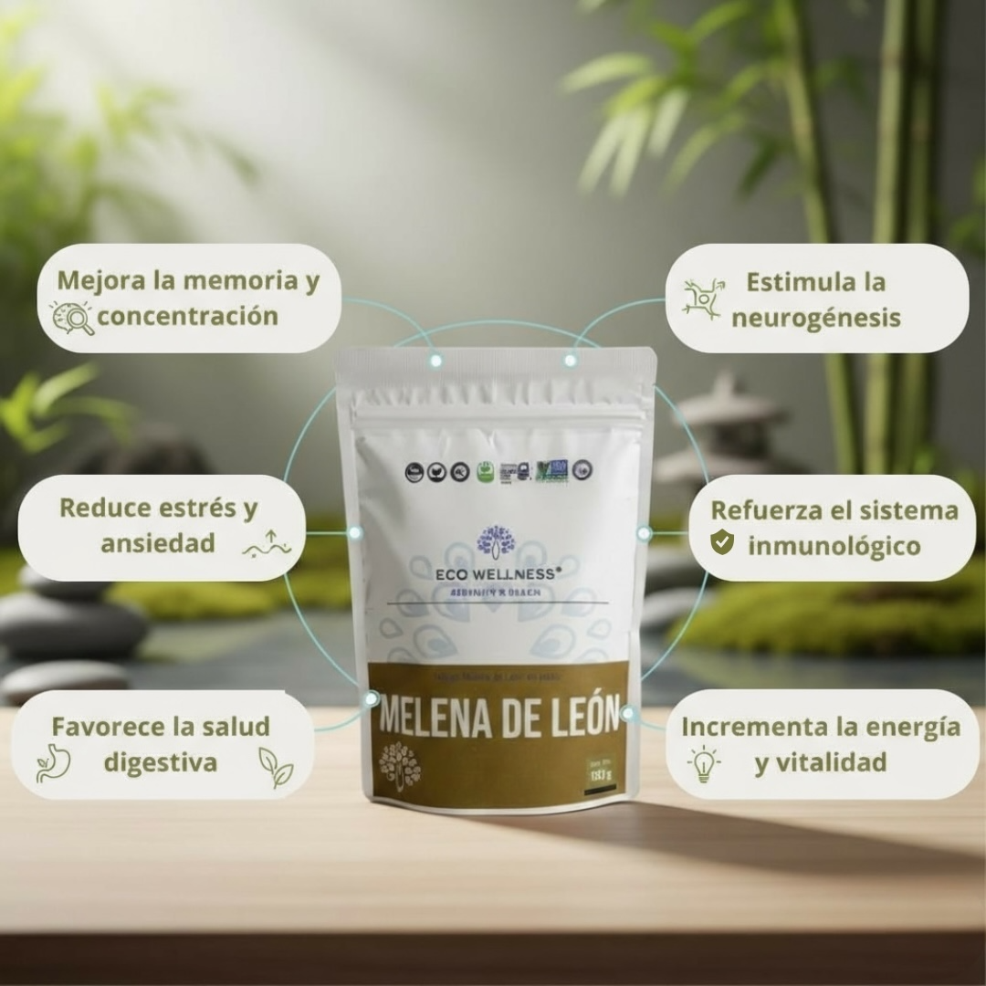 Melena de León en Polvo Orgánico - 100g | Hericium Erinaceus | Apoyo Cognitivo Natural