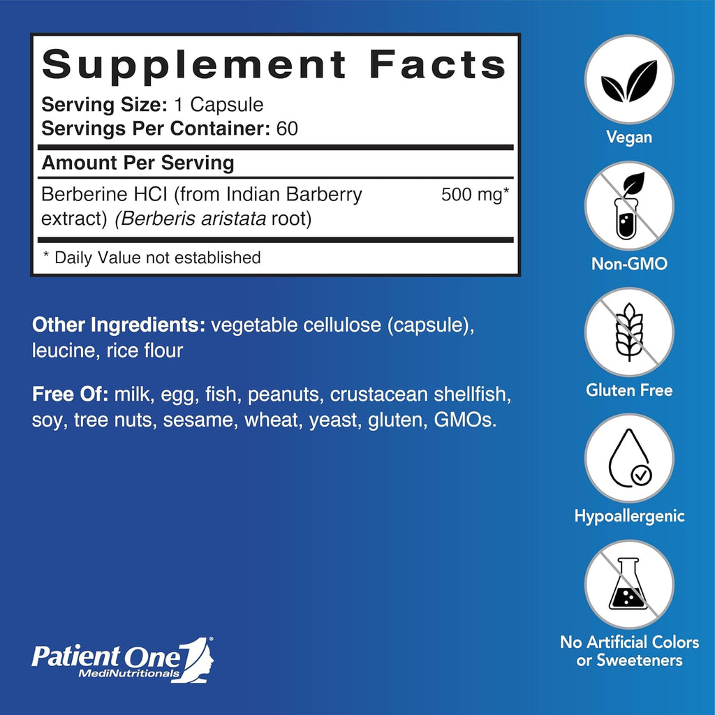 Berberine 500 mg – 60 Cápsulas Vegetales