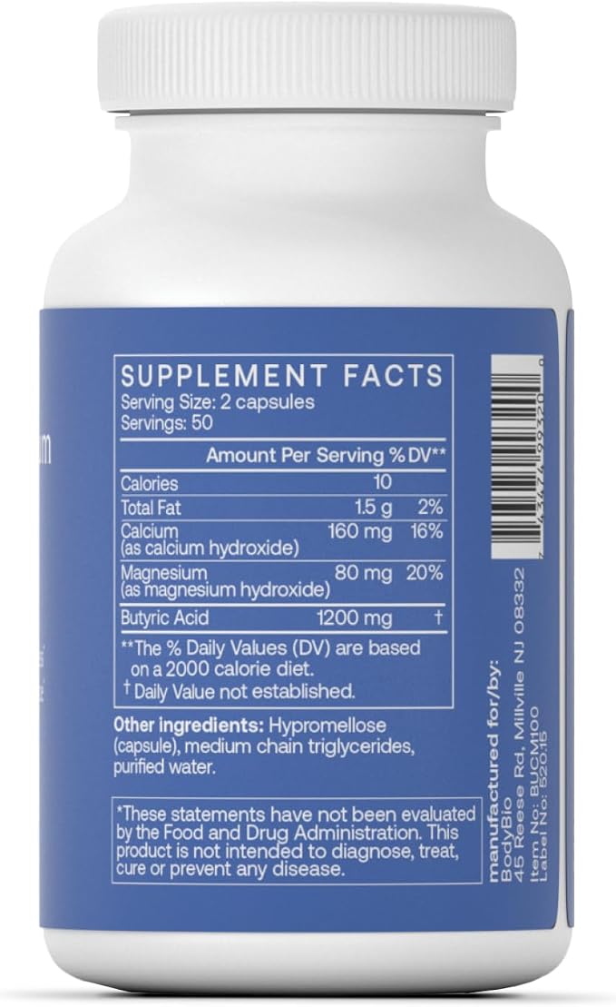 Calcium Magnesium Butyrate Postbiotic – 100 Cápsulas