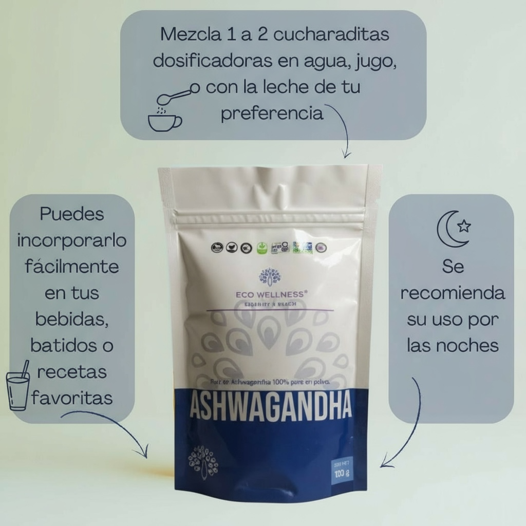 Ashwagandha en Polvo Orgánico - 100g | Withania Somnifera | Adaptógeno Ayurvédico