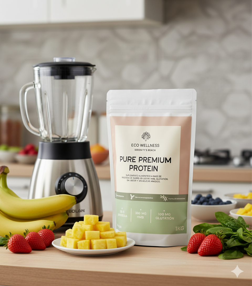 Super Proteína Ecowellness – Suero de Leche Sin Azúcar, Sabor Natural, con Aminoácidos + HMB + Glutatión