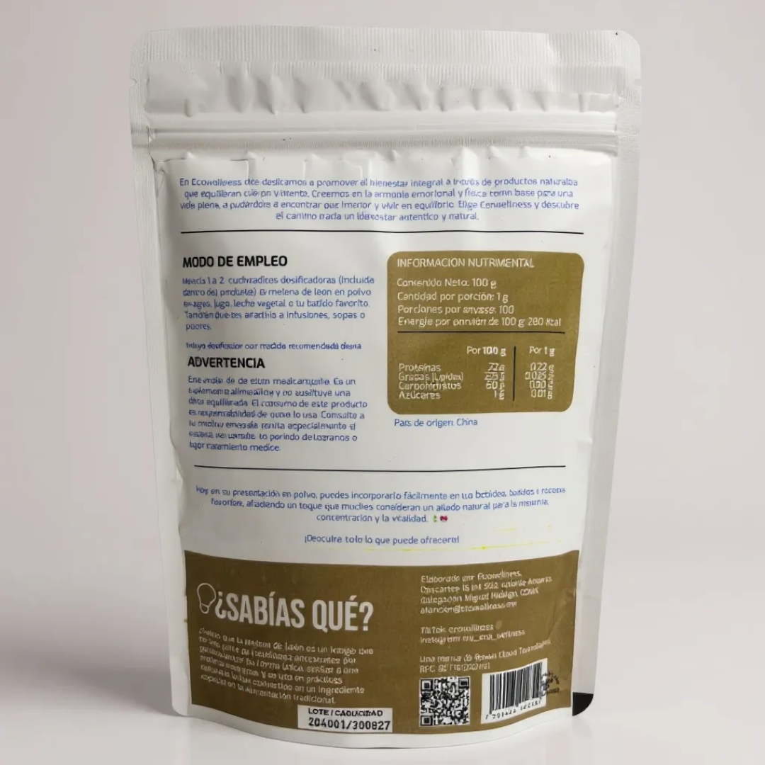 Melena de León en Polvo Orgánico - 100g | Hericium Erinaceus | Apoyo Cognitivo Natural