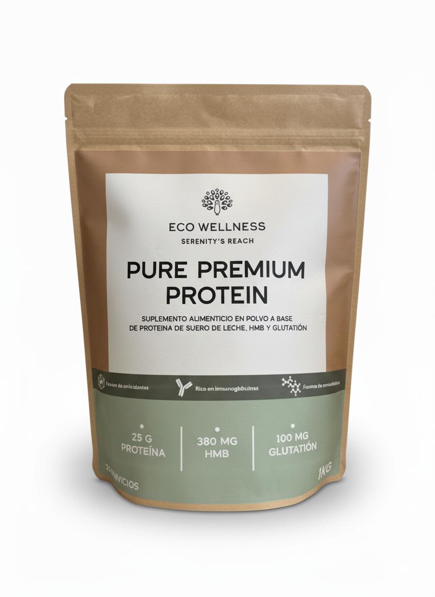 Super Proteína Ecowellness – Suero de Leche Sin Azúcar, Sabor Natural, con Aminoácidos + HMB + Glutatión