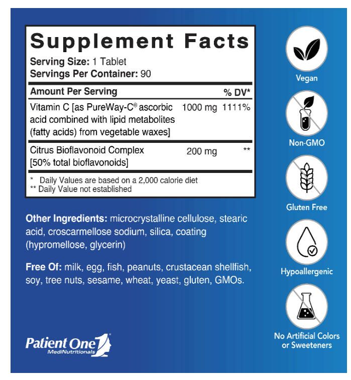 Vitamin C 1000 with Lipid Metabolites and Bioflavonoids – 90 Tabletas